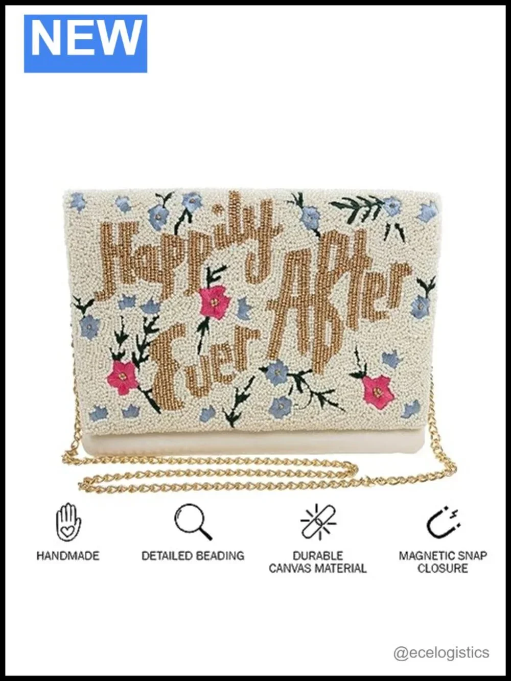 Pretty Robes Beaded Clutch Floral Bridal Purse Happy Ever After Evening Bag